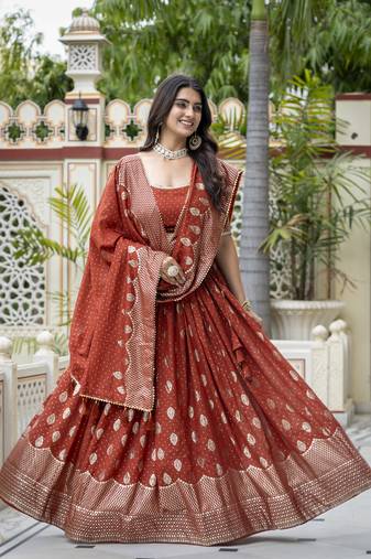 Women's Vichitra Silk Lehenga Choli
