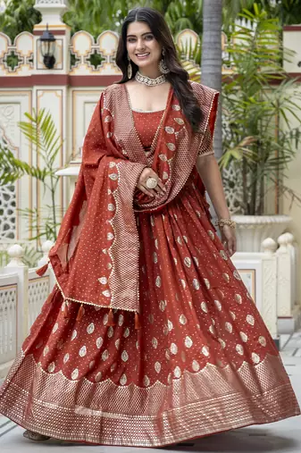 Women's Vichitra Silk Lehenga Choli