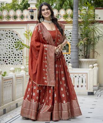 Women's Vichitra Silk Lehenga Choli 4