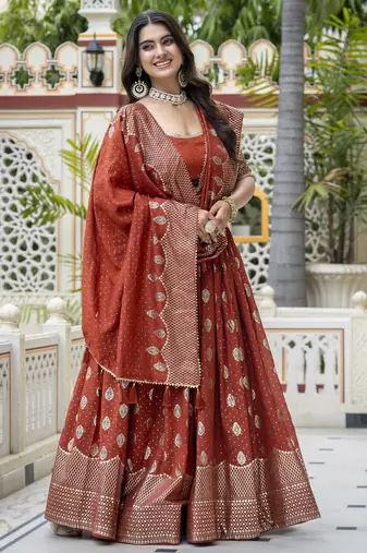 Women's Vichitra Silk Lehenga Choli