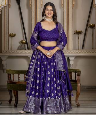 Women's Vichitra Silk Lehenga Choli 4