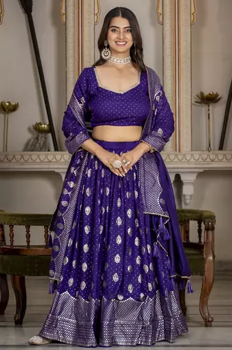 Women's Vichitra Silk Lehenga Choli