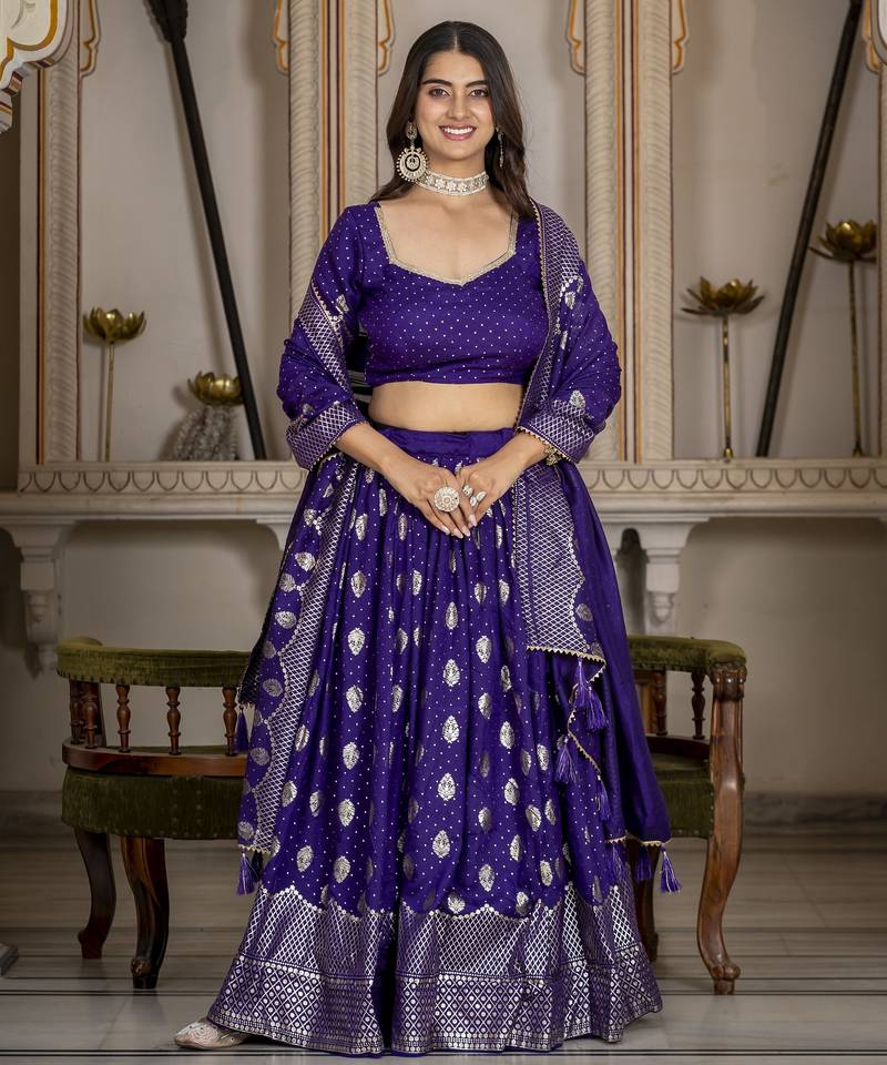 Women's Vichitra Silk Lehenga Choli