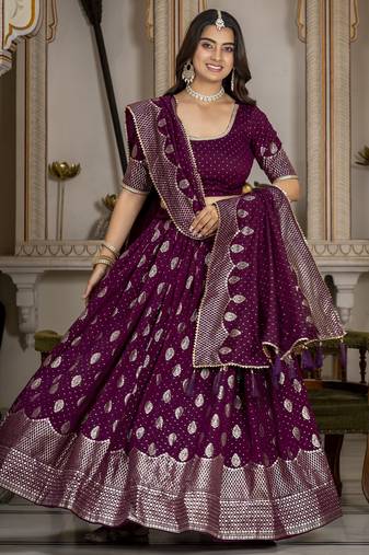 Women's Vichitra Silk Lehenga Choli