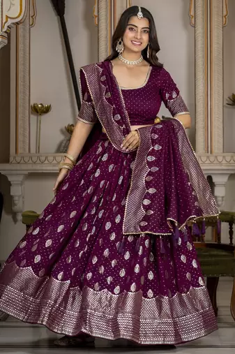 Women's Vichitra Silk Lehenga Choli
