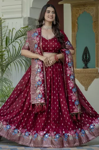 Women's Vichitra Silk Lehenga Choli