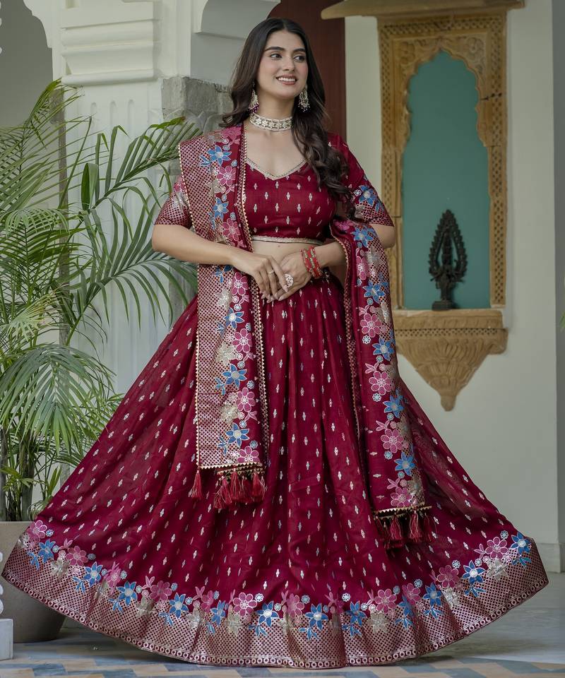 Women's Vichitra Silk Lehenga Choli
