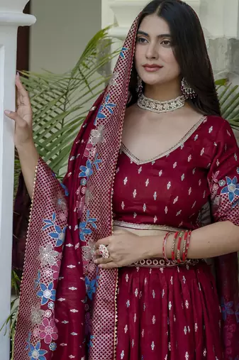 Women's Vichitra Silk Lehenga Choli