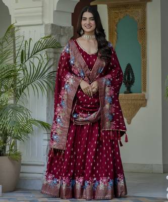 Women's Vichitra Silk Lehenga Choli 4