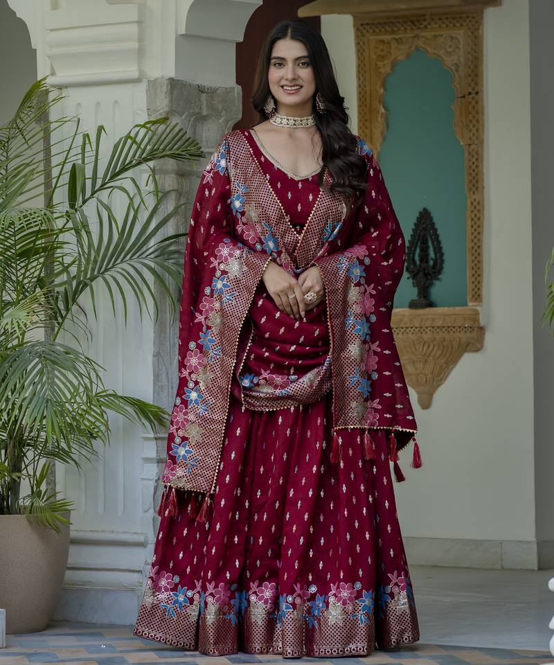 Women's Vichitra Silk Lehenga Choli