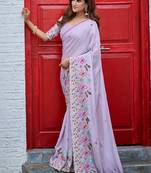 Lavender rangoli panel embroidered saree