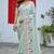 Green rangoli panel embroidered saree