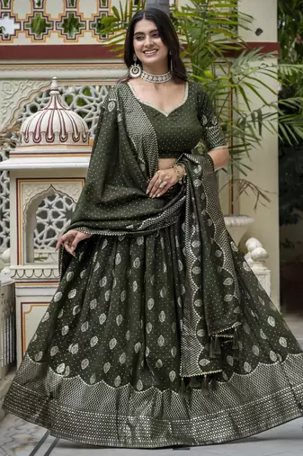 Women's Vichitra Silk Lehenga Choli