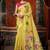 Lemon khadi cotton blend jhallar saree
