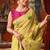 Lemon khadi cotton blend jhallar saree