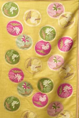 Lemon khadi cotton blend jhallar saree 4