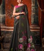 Grey khadi cotton blend jhallar saree