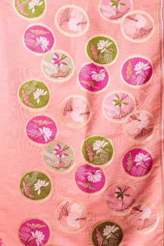 Pink khadi cotton blend jhallar saree