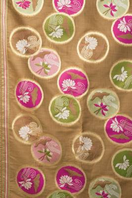 Brown khadi cotton blend jhallar saree 4