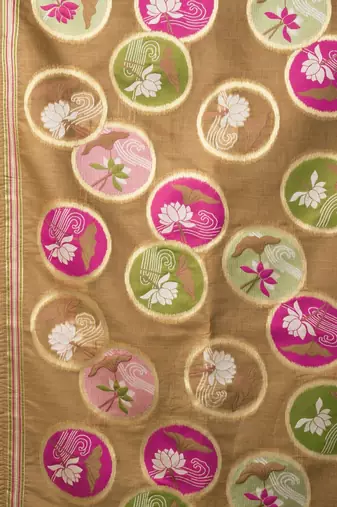 Brown khadi cotton blend jhallar saree