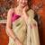 Cream khadi cotton blend jhallar saree
