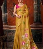 Gold khadi cotton blend jhallar saree