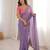 Purple soft rangoli silk blend embroidered saree with cutwork border