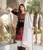 Black Color Sequance And Embroidery Work Silk Blend Salwar Suit