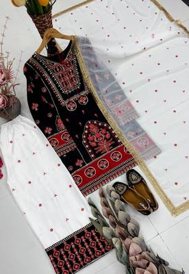 Black Color Sequance And Embroidery Work Silk Blend Salwar Suit 4