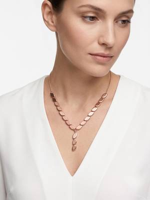 925 Sterling Silver Rose Gold Plated Leaf Link Y Necklace Set  for Women 1
