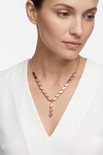 925 Sterling Silver Rose Gold Plated Leaf Link Y Necklace Set  for Women