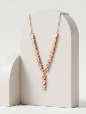 925 Sterling Silver Rose Gold Plated Leaf Link Y Necklace Set  for Women 4