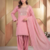 Pink embroidered kurta set with farshi salwar & dupatta