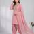 Pink embroidered kurta set with farshi salwar & dupatta
