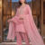 Pink embroidered kurta set with farshi salwar & dupatta