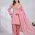 Pink embroidered kurta set with farshi salwar & dupatta