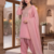 Pink embroidered kurta set with farshi salwar & dupatta