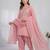 Pink embroidered kurta set with farshi salwar & dupatta