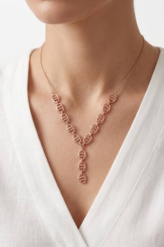 925 Sterling Silver Rose Gold Plated Geometric Link Y Necklace Set  for Women