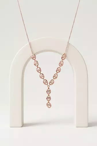 925 Sterling Silver Rose Gold Plated Geometric Link Y Necklace Set  for Women