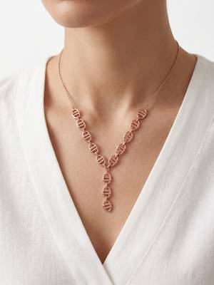 925 Sterling Silver Rose Gold Plated Geometric Link Y Necklace Set  for Women 1