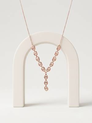 925 Sterling Silver Rose Gold Plated Geometric Link Y Necklace Set  for Women 3