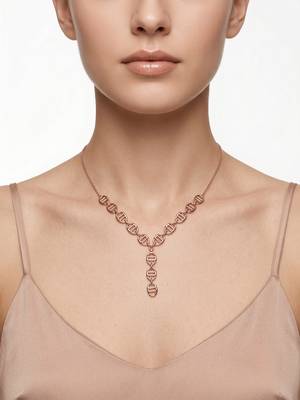 925 Sterling Silver Rose Gold Plated Geometric Link Y Necklace Set  for Women 4