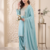 Sky blue embroidered kurta set with farshi salwar & dupatta