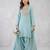 Sky blue embroidered kurta set with farshi salwar & dupatta