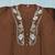 Chocolate brown embroidered short tunic kurti with off-white bottom set