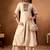 Cream & rust brown embroidered straight kurti palazzo set with dupatta