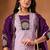 Lavendar & wine embroidered straight kurti palazzo set with dupatta