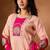 Peach & rani pink embroidered straight kurti palazzo set with dupatta