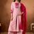 Pink & rani pink embroidered straight kurti palazzo set with dupatta